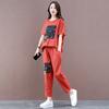 2 pezzi/set O-Collo manica corta abito casual tasche elastiche in vita stampa da donna top pantaloni corti Activewear streetwear