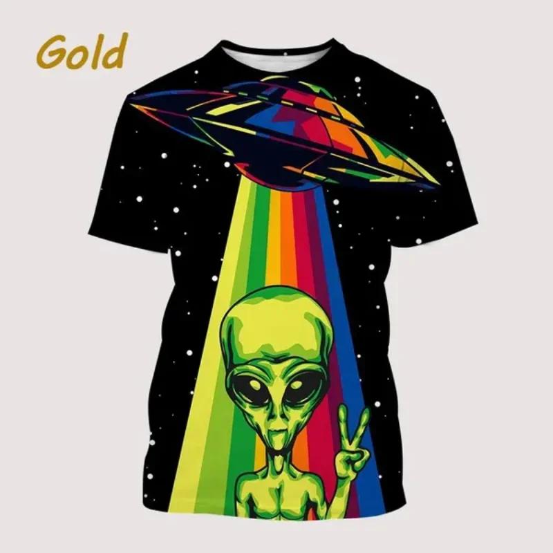 

Модная мужская одежда, новая забавная футболка с 3D-принтом Alien, индивидуальная футболка в стиле хип-хоп и унисекс, футболка большого размера Harajuku, топы, футболки 3XL