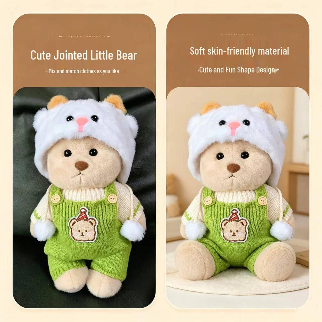 Joint Bear Plush Doll with Clothes - Perfect Gift for Girls & Dorm Room Decor