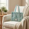 Floral Print Craft Storage Bag Portable Yarn Wide Opening for Studio