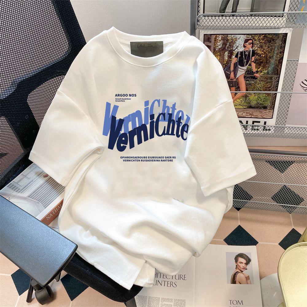 Pánské a dámské tričko s krátkým rukávem z ledového hedvábí - Volný střih, Hongkongský styl, Letní móda