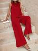 European & American Women's Fashion Set: Sleeveless Solid Top & Wide-Leg Pants 2026