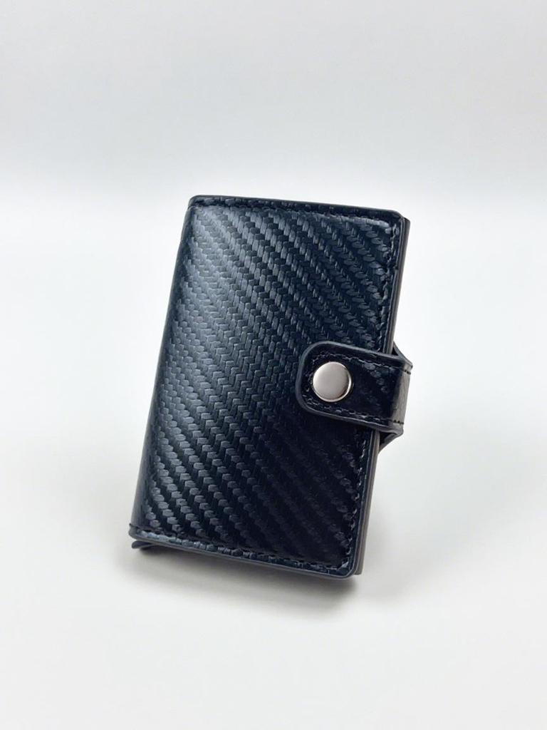 Men's RFID Anti-theft Carbon Fiber Card Holder with Automatic Pop-up Mechanism