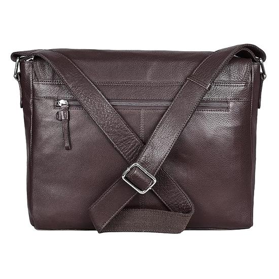 URBAN FOREST Chocolate Brown Leather Messenger Bag & Dark Brown Leather Wallet for Men