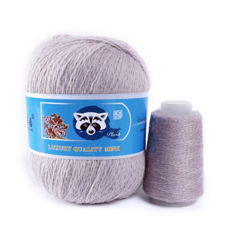 

2 Pcs/Pack Long Plush Mink Wool Yarn Anti-pilling High Quality Hand Knitting Weaving Thread for Scarf Gloves,50g+20g Dropship