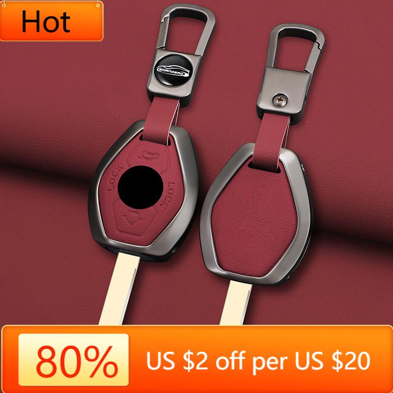 Interior Mouldings Car Zinc Alloy Leather Key Case Cover For BMW 3 5 7 Series X5 E53 X3 F83 E46 E39 E38 E60 E63 E61 E64 330i Z3