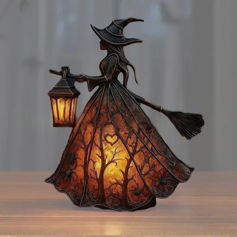 

Miniature Halloween Ornament Cute Cartoon Witch Light Figurine Dollhouse Light Up Landscape Acce Car Interior Desktop Decor светло-серый