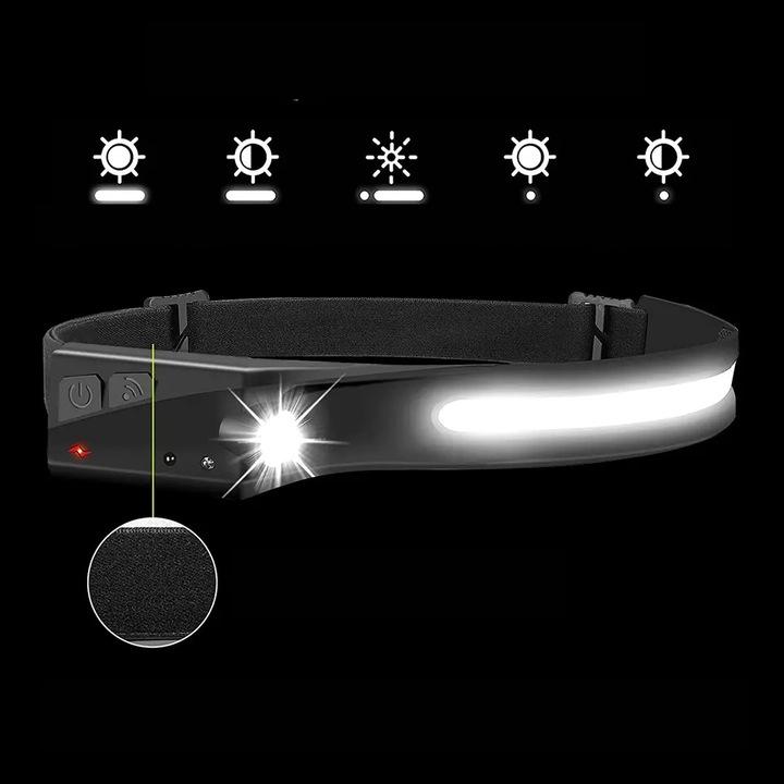 LED headlamp 350 lm motion sensor IPX4 1200 mAh mountain headlamp