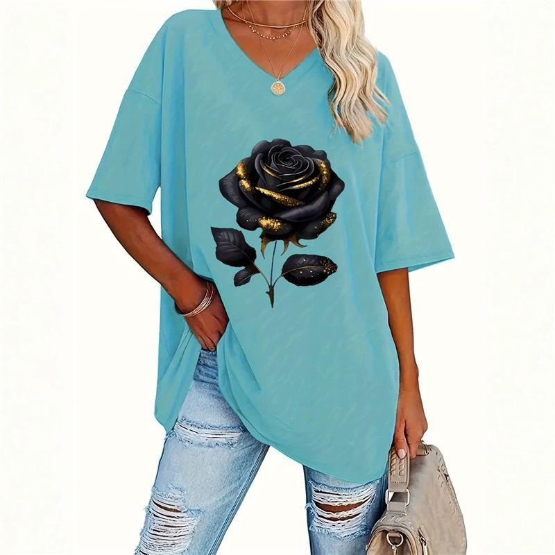 Camiseta para Mujer Verano Talla Grande Manga Corta Color Sólido Cuello Redondo Casual Elástica Ajuste Holgado Camiseta