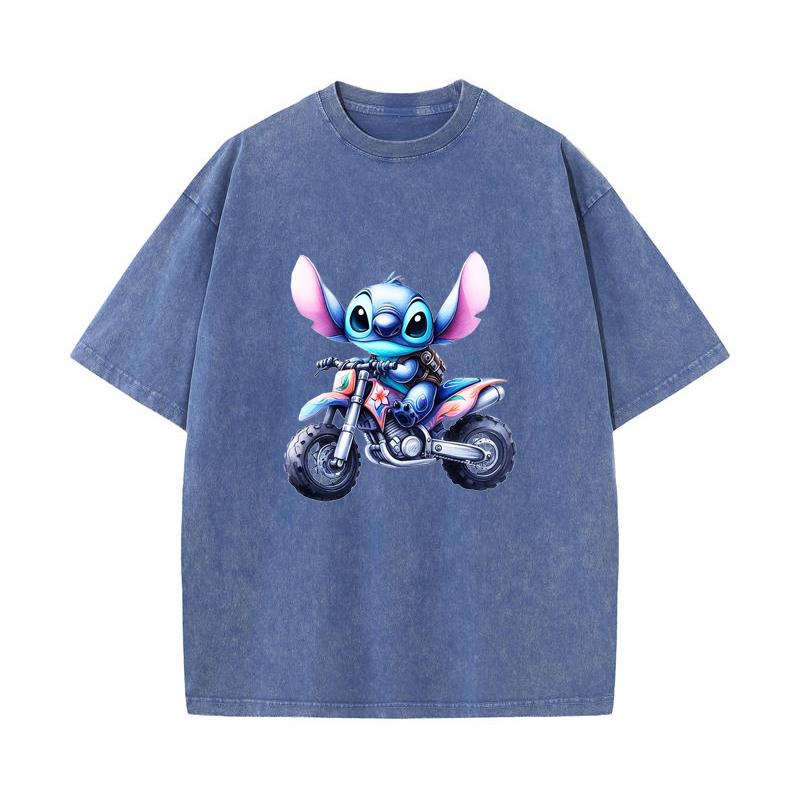 SX-06 MINISO 2026 Summer Vintage Wash Printed Pure Cotton Shoulder Style Men's and Women's Round Neck Short Sleeved Couple T-shirt