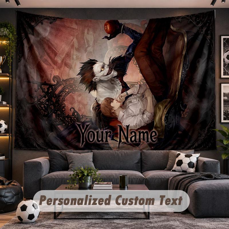 Wall Hanging Tapestry Custom NameDeath Note Pattern Personalized Printed Fabric Wall Decor