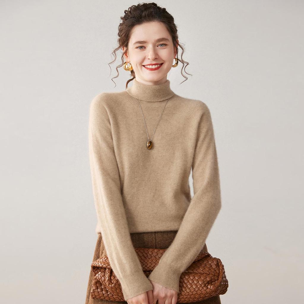 High Neck Cashmere Loose Knit Sweater for Women