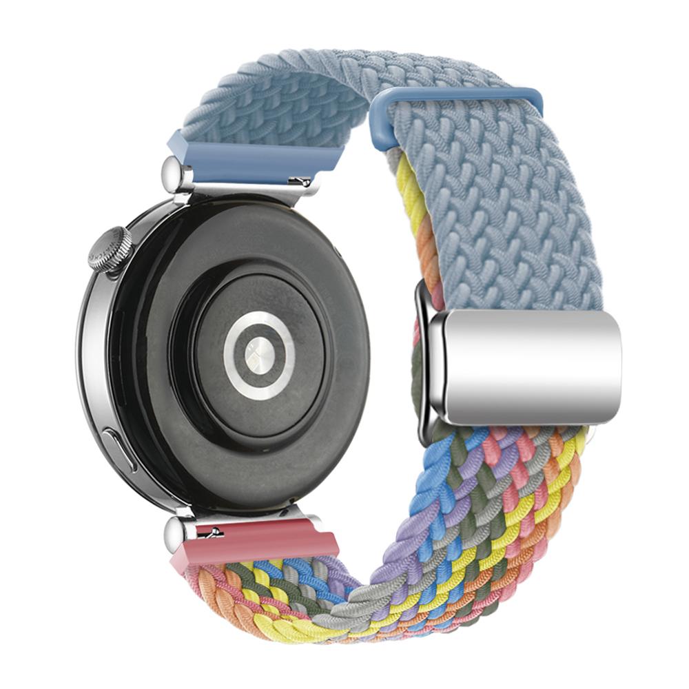 For Huawei Watch GT 4 41mm Universal 18mm Watch Strap Woven Wrist Band with Silver Magnetic Buckle