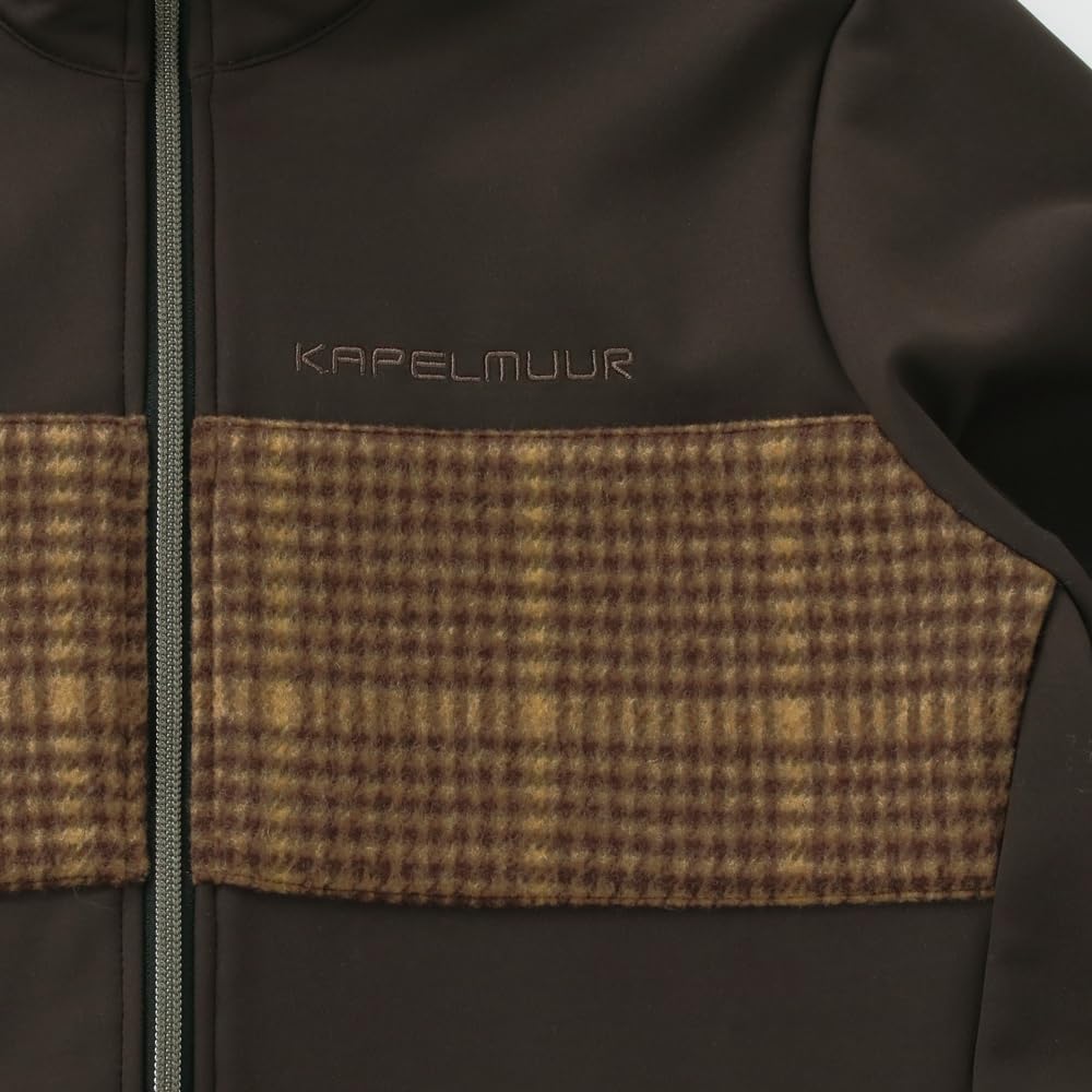 Kapelmuur Cycling Jacket for Windproof and River Size S Fall/Winter (0°C-10°C), Water-Resistant, Check, Brown,