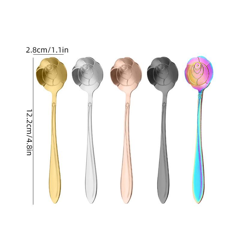 Roestvrijstalen Lepel en Bestekset, Koffielepel, Roerlepel, Kersengebloesem, Chrysant, Roos, Hartvormige Lepel