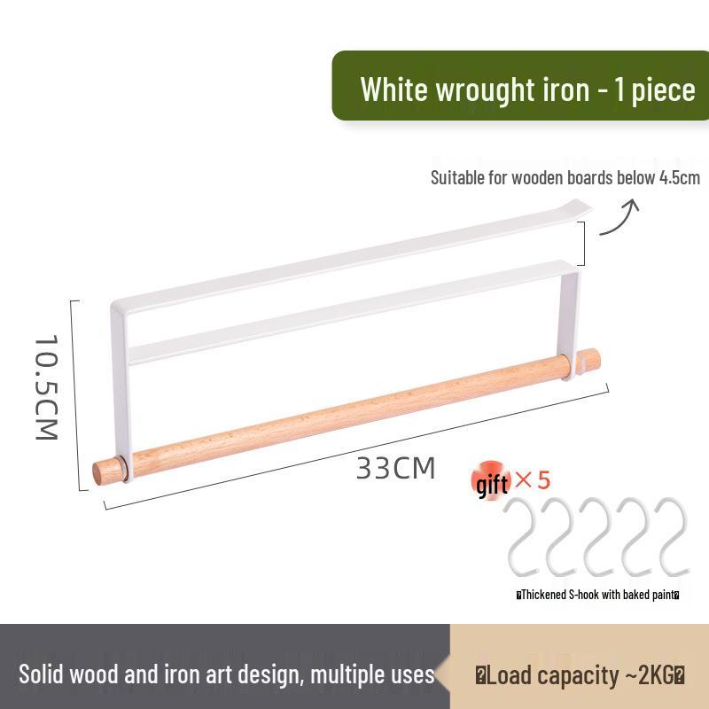 

Japanese Wall-Mounted Wood & Iron Paper Towel Holder - No Drill, Versatile for Toilet, Kitchen & Cabinet Storage