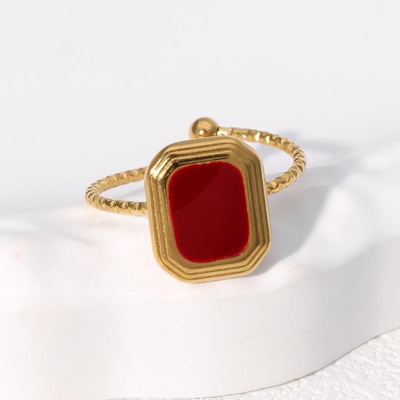 French Chic Retro Stainless Steel Open Ring: Classic Luxury Style Jewelry