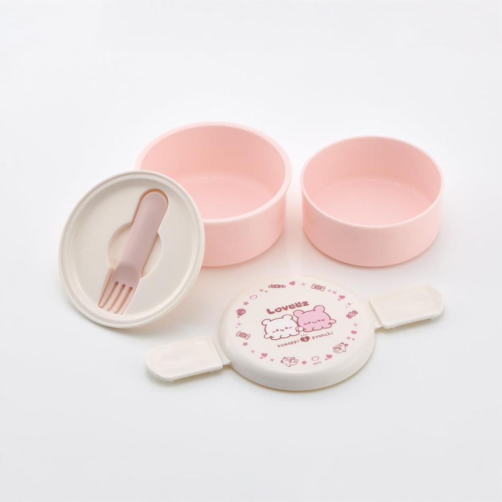 Skater Bento with Microwave Made in LoveEase Box, Antibacterial, 2-Tier, Round, Fork, 500ml, Safe, Japan, ONWR1AG-A