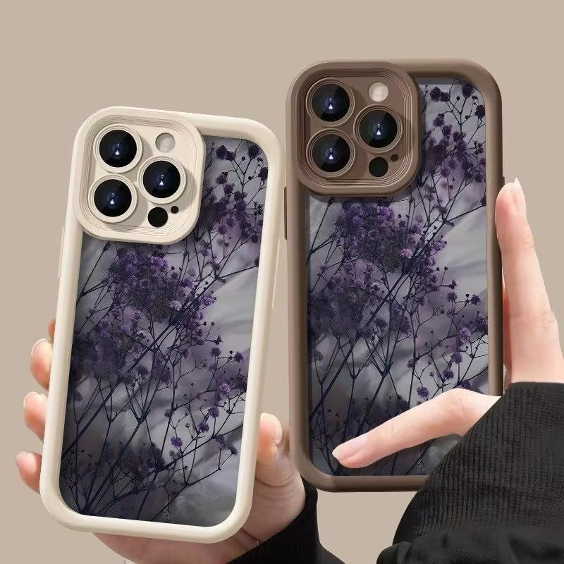 Purple Floral Phone Case For Motorola Moto Edge 70 50 Pro 60 Fusion 40 Neo G22 G24 G84 G86 G53 G14 G15 G35 G52 G60 G75 G54 Cover