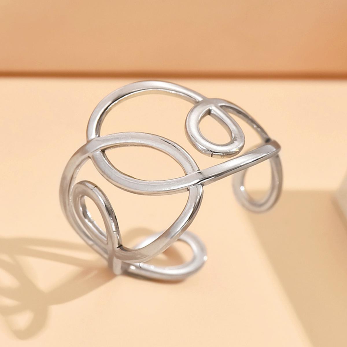 Adjustable Stainless Steel Line Design Ring: European  American Cool Style