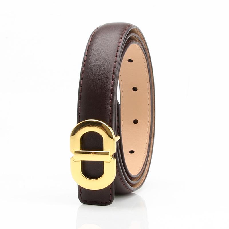 Women's High-End Gold Double D Waist Belt - Trendy Fashion PU Belt for Jeans