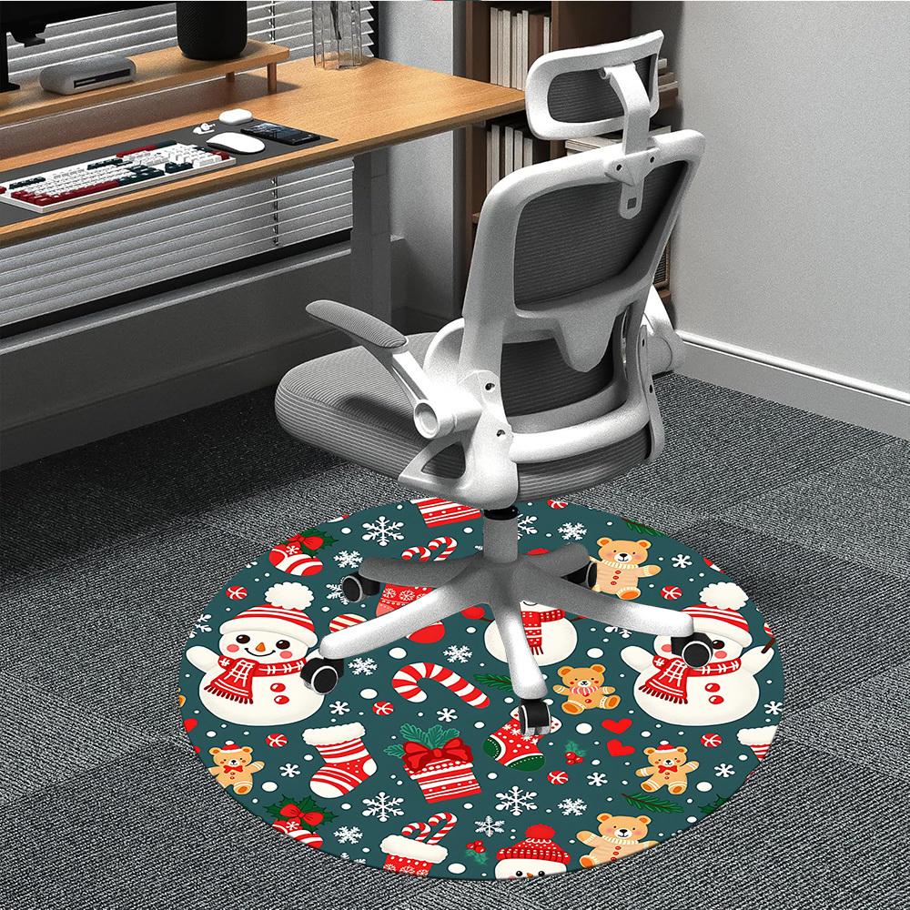 1pc Christmas Winter Office Round Area Rug, Under Office Chairs Bedroom Living Room Home Decor, Room Deco, Available in Various Sizes