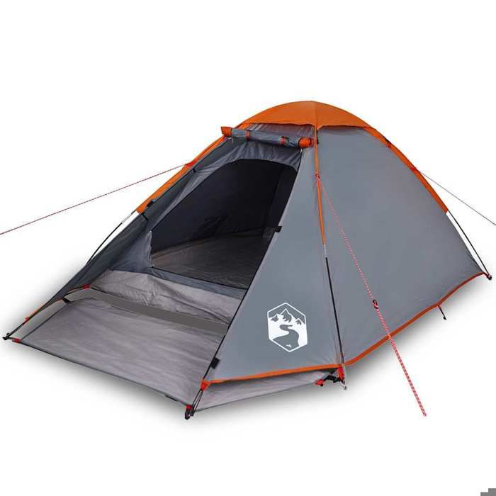 VidaXL Tente de camping à dôme 4 personnes gris et orange imperméable, tente, abri de camping, abri de jardin, tente de 94771