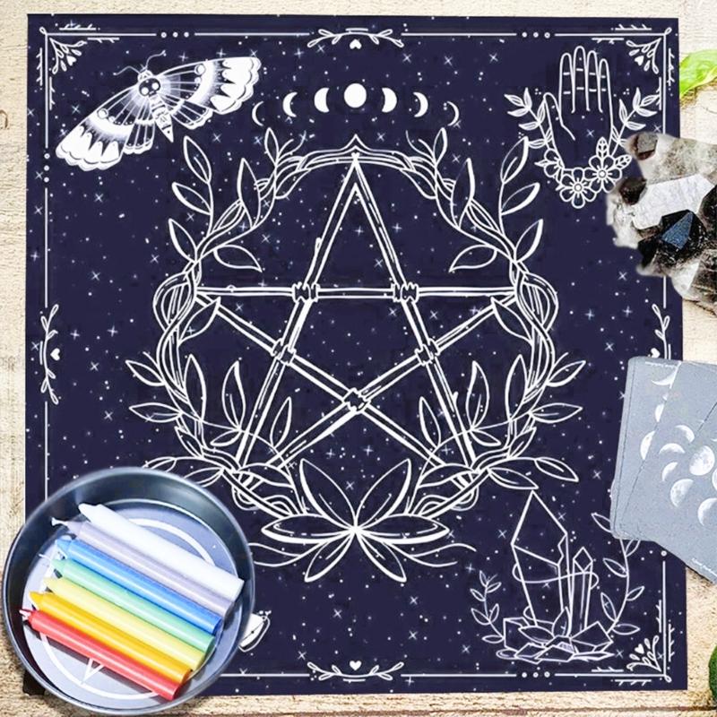 Tarots Tablecloth Rune Divinations Table Cover Astrology Oracles Board Game Mat Square Shape Pendulum Altar Table Cloth