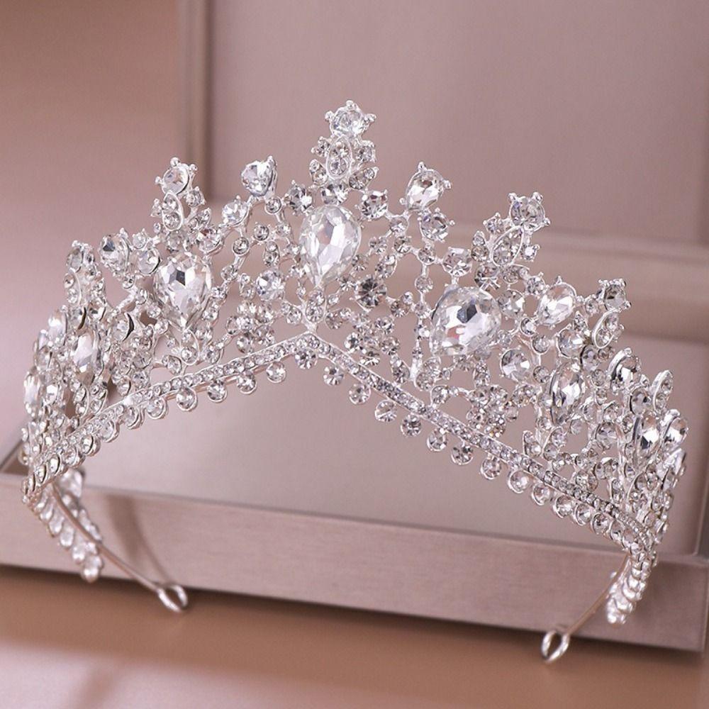 Shiny Baroque Crowns Vintage Style Bridal Tiara Elegant Rhinestone Bridal Crown  Bride Celebration