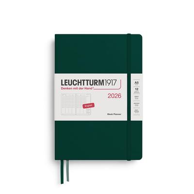 LEUCHTTURM Notebook 2026 Beginning January A5 Weekly Bartical Forest Green 372763 Authorised Import