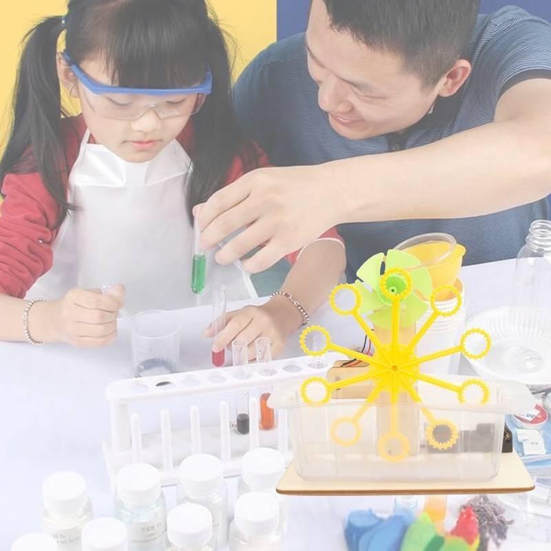 Science Diy Bubble Blower Machine For Kids Wooden Material Assembly Educational Toy
