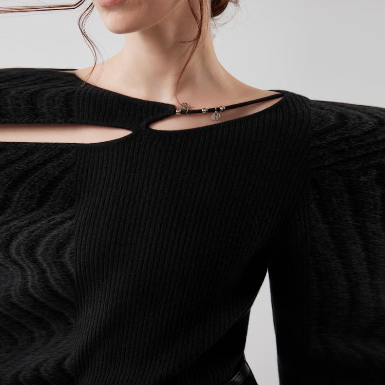 ELLE French Irregular Fashion Design Off-Shoulder Casual Versatile Waist-Defined Knitted Long Dress Long Sleeve Dress Women dresses EL52653