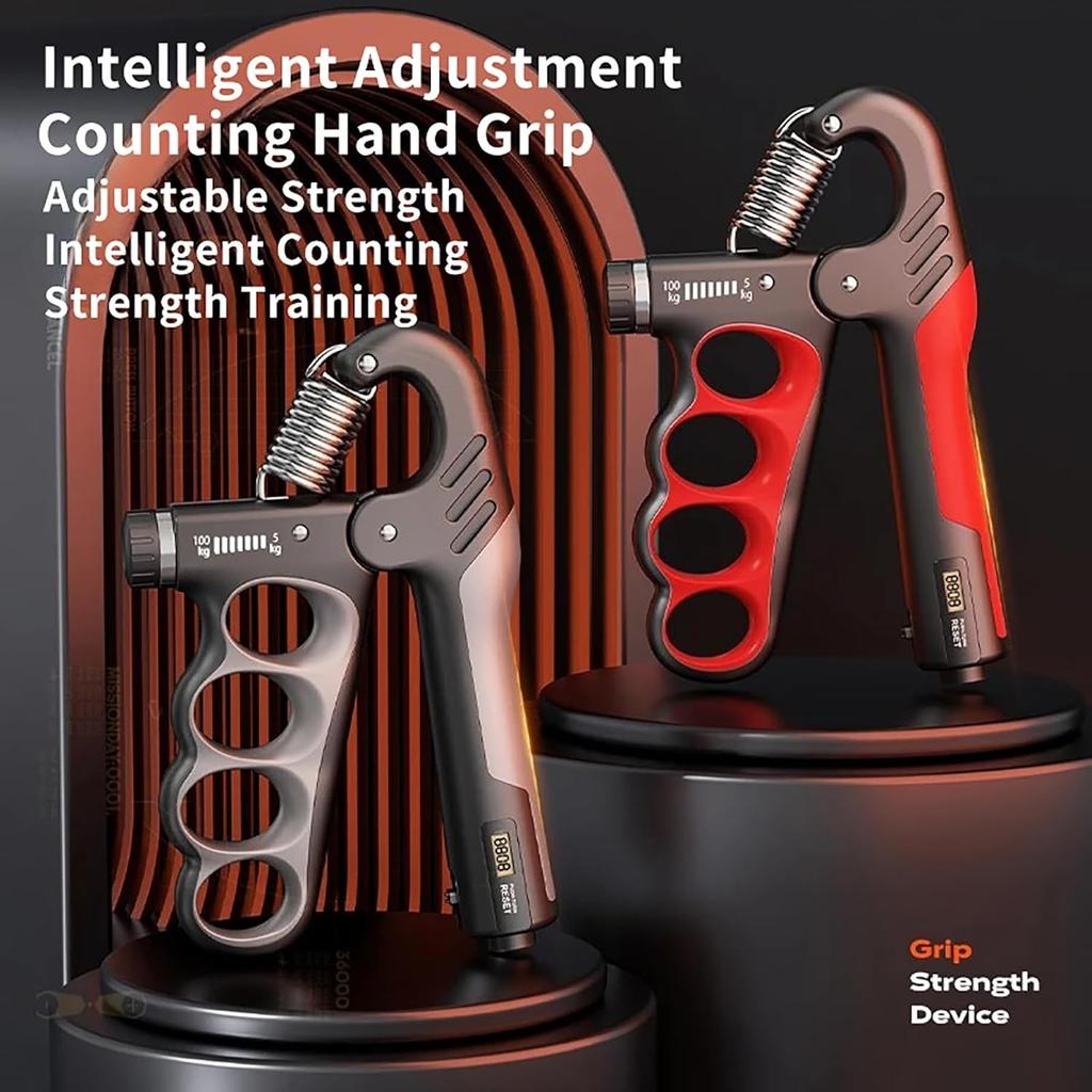 Allenatore di Forza della Presa, Rafforza Presa Mano con Resistenza Regolabile 5-100 kg(5-100 kg), Contatore Automatico, Design Ergonomico, Rafforza Avambracci