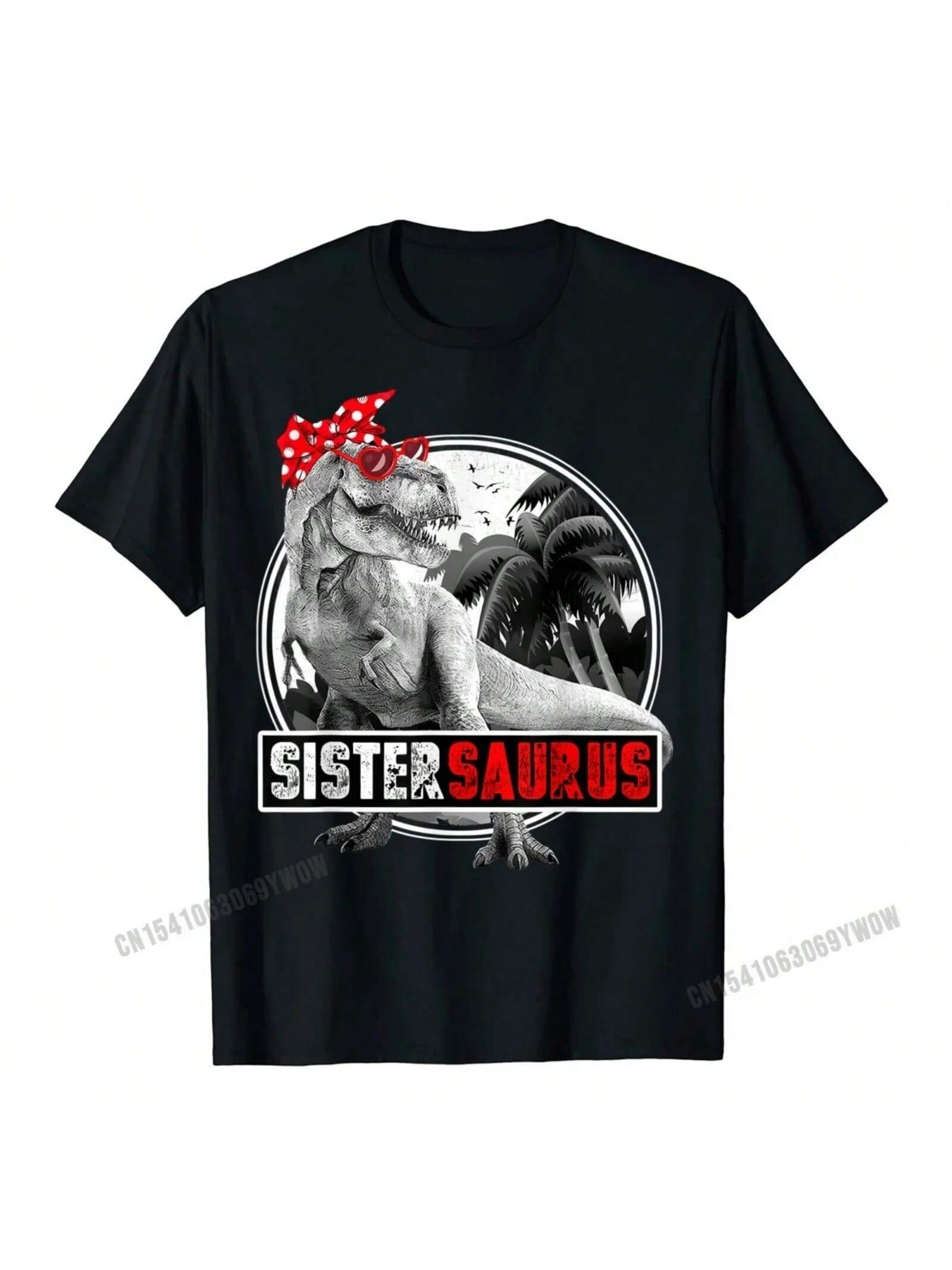 Sistersaurus Shirt T-Rex Sister Dinosaur T-Shirt Men Top T-Shirts Family Prevailing Cotton Tops T Shirt Casual For Adult S разноцветный