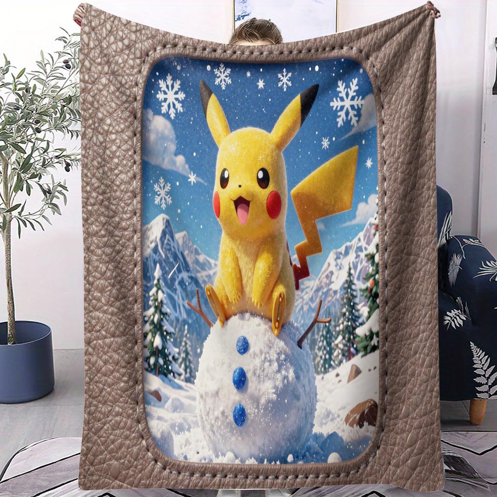 AnimePikachuThemed Soft Flannel Blanket For Office Travel Comfort Leisure Camp Multifunctional Universal Blanket Fan Gift