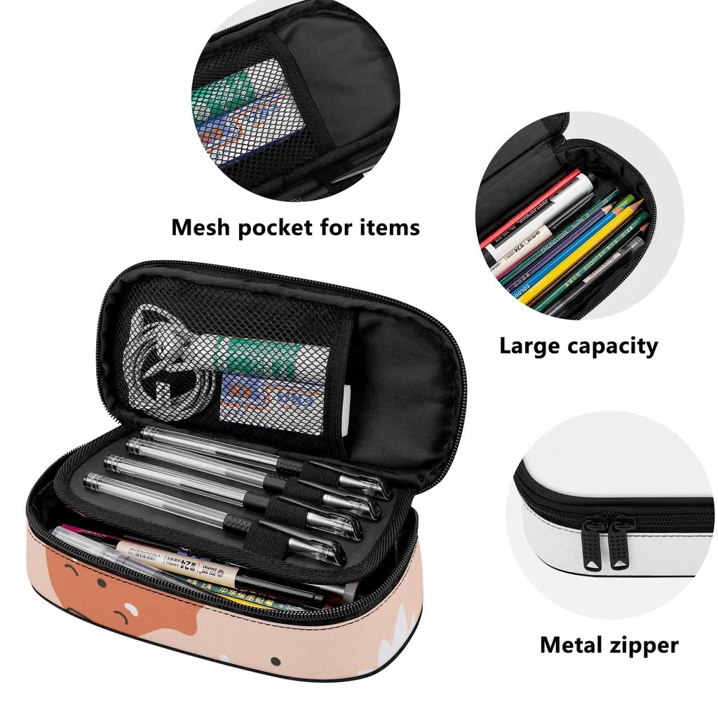 Pen Case Roomy Interior Durable 300D Polyester Zipper Closure with Mesh Pocket Removable Divider and Pen Slots for Boys Girls