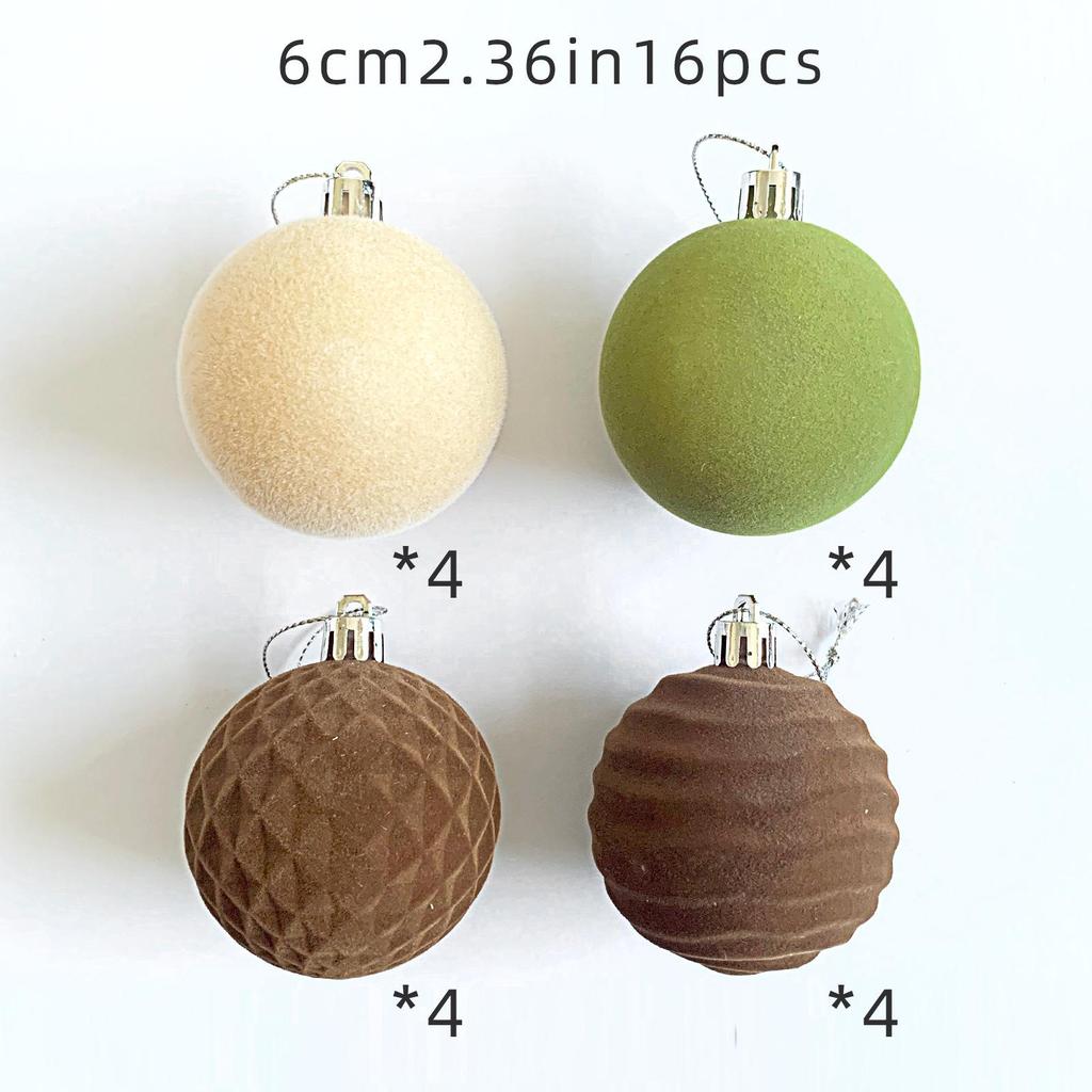Buntes 6cm Unregelmäßiges Samt Beflocktes Weihnachtsschmuck Set (16 Stück)