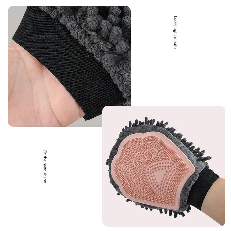 Pet Bathing Gloves 1PC Cat & Dog Grooming & Cleaning Double Sided Massage De-fluffing Brush Pet Cleaner