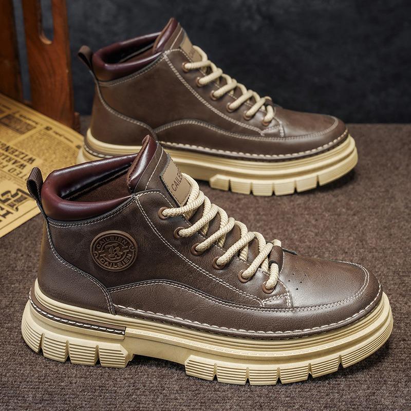 Martin boots men's high-top new autumn retro medium-top thick-soled heightening tooling shoes men's short boots