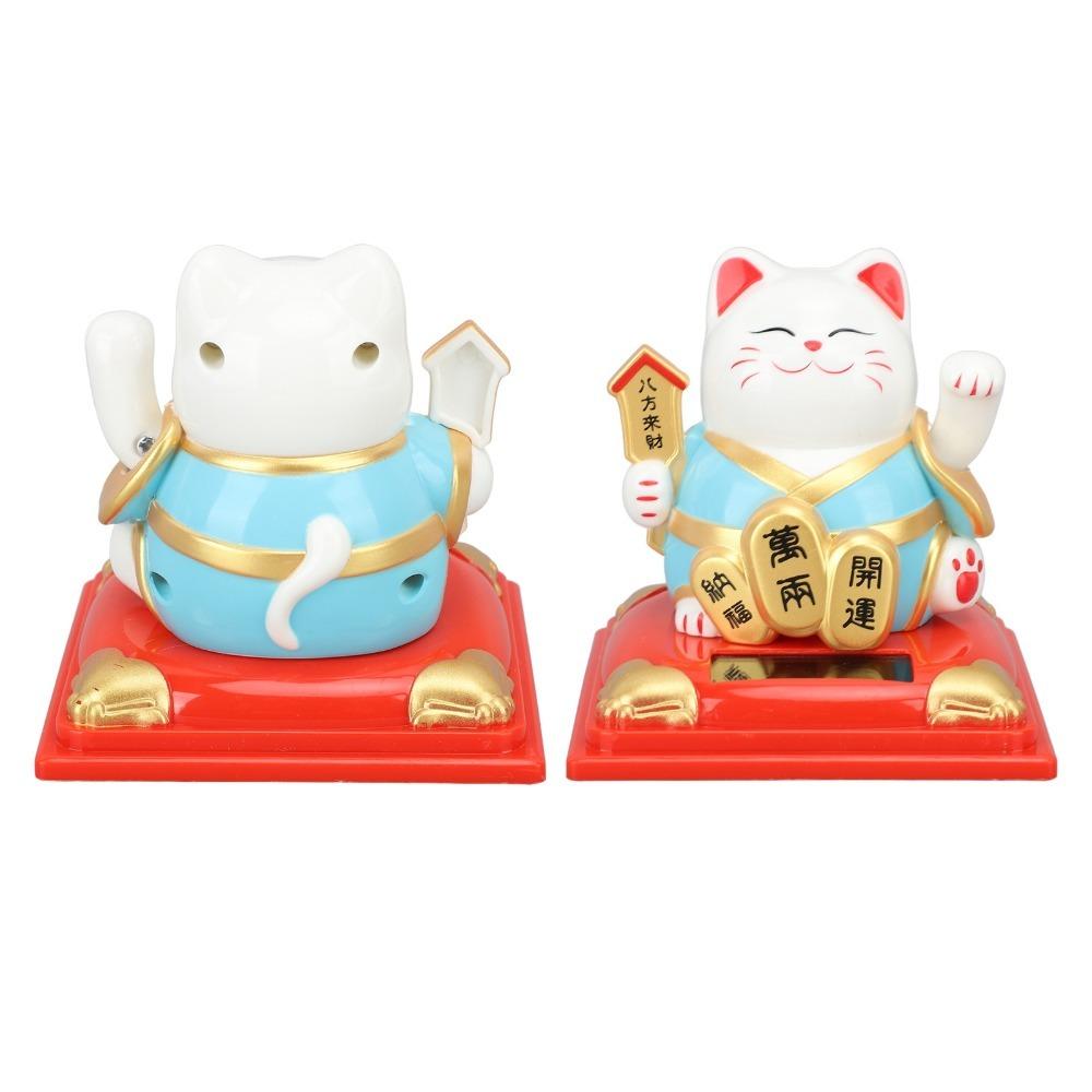 Red & Blue Solar Waving Lucky Cat Plastic Car Dashboard Cat Ornament Home Corner Ornament синий
