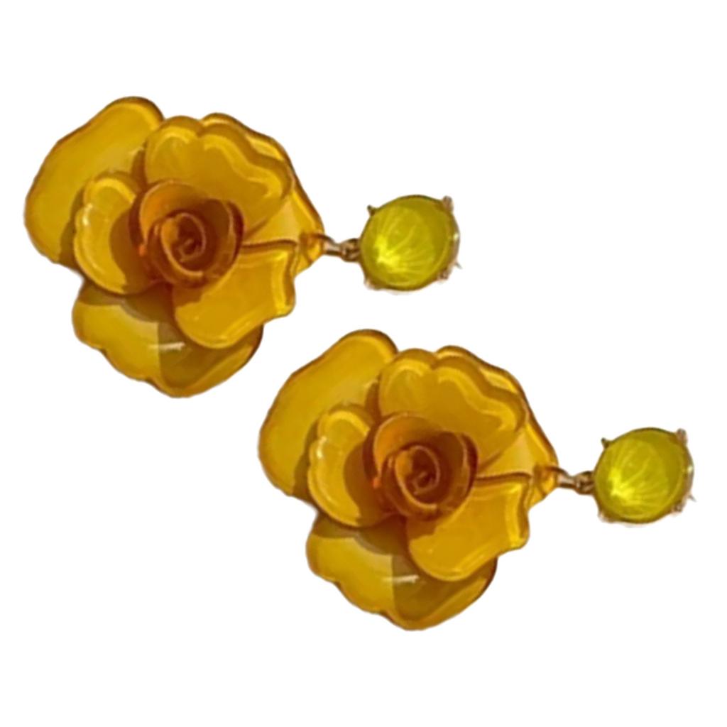 Elegant Rose Flower Dangle Earrings Alluring Flower Drop Earrings Jewelry Attractive Dangle Ear Studs for Daily Wear