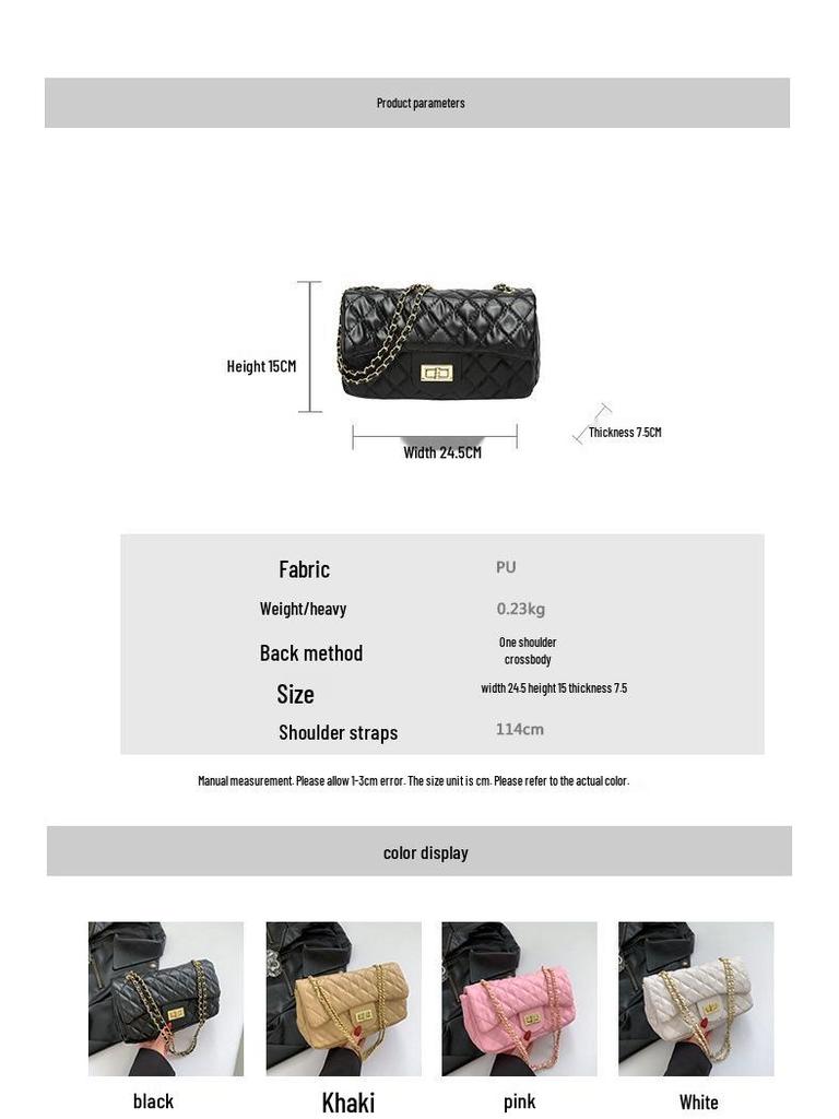 2024 Fashion Argyle Embroidered Textured Women's Crossbody & Shoulder Bag - Large Capacity, Handmade Chain Design