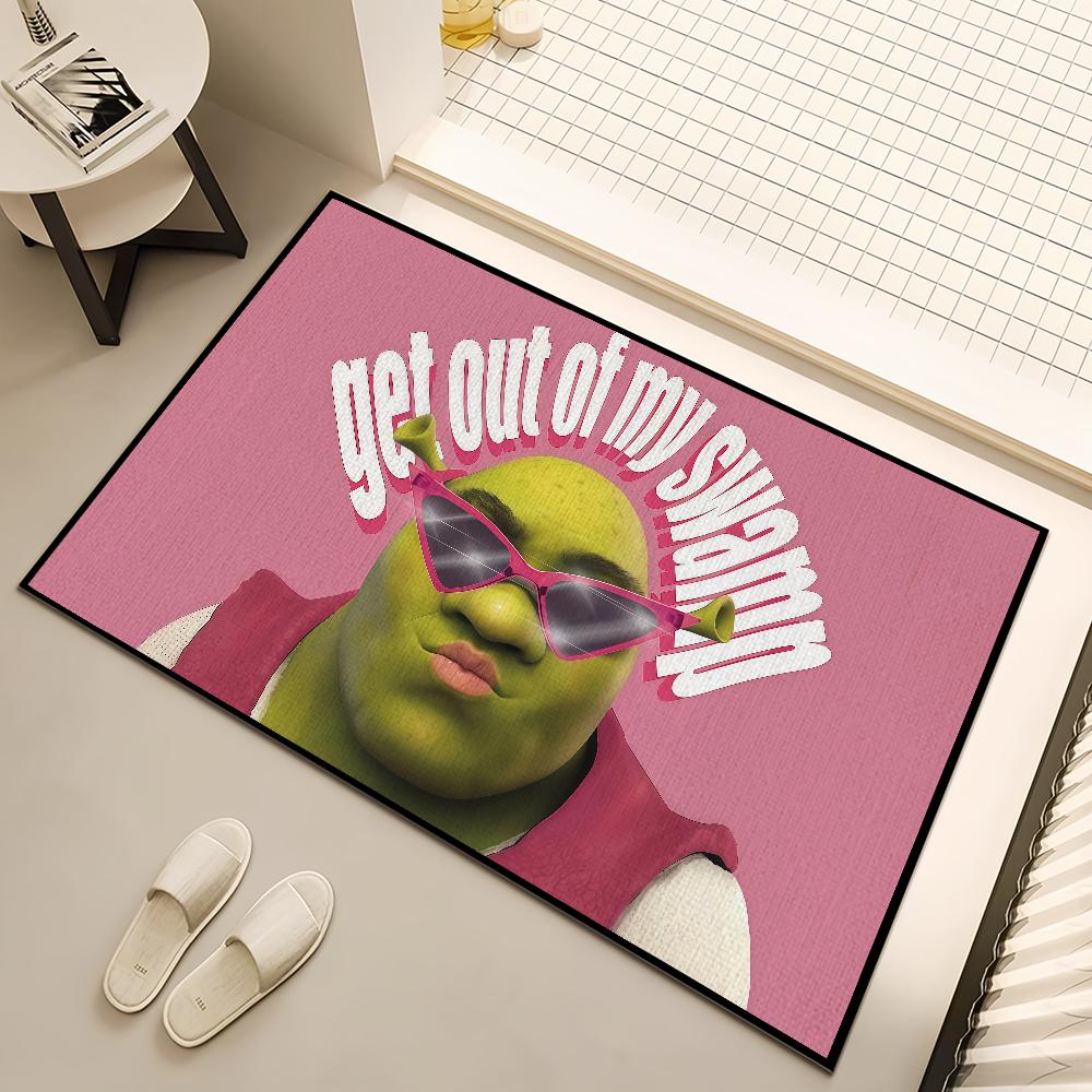 funny Classic Home Bedside Rug Kitchen Bath Floor Mat Hallway Balcony Carpet Green Face Entrance Doormat hogar Decor s-Shreks