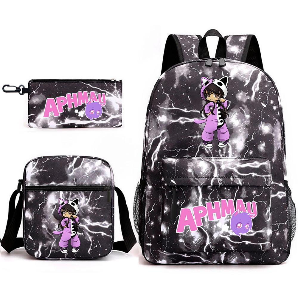 Game Merchandise Aphmau Schooltas Cartoon Rugzak Etui Schoudertas Drie-delige Set Three piece set