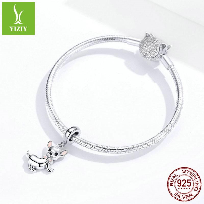 Chihuahua S925 Sterling Silver Puppy Pendant Bracelet – Cute Animal Fashion Accessory SCC1317