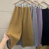 Pants for Women Plus Size Thickened Stretchy Elastic High Waist Long Trousers Solid Colour Fleece Casual Wide Leg Pants