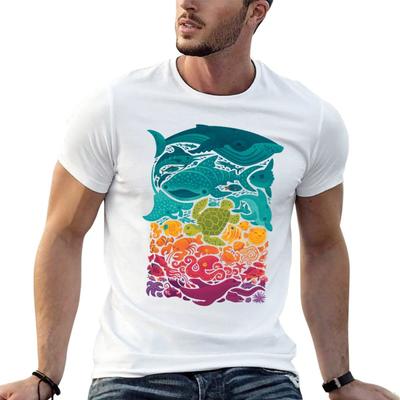 Aquatic Spectrum   T-Shirt T Shirt for Man 100 Percent Cotton Man T Shirt Designer T Shirts for