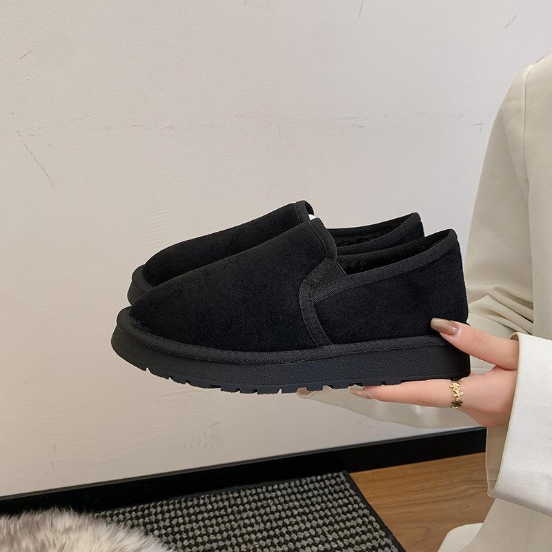 Winter large size couple versatile soft sole non-slip pregnant women cotton shoes velvet warm student bread cotton shoes women