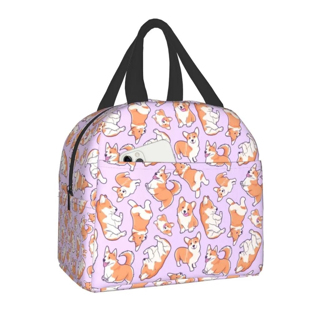 Roztomilé veselé Corgi přenosné krabičky na oběd Vodotěsná termotaška chladicí Izolovaná taška na oběd s motivem velšského Corgi pro ženy do školy do práce