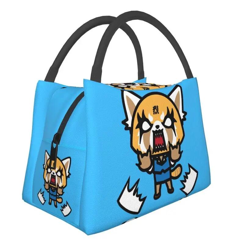 Death Metal Aggretsuko Aggressive Retsuko Portable Lunch Boxes Japanese Anime Manga Thermal Cooler Food Insulated Lunch Bag